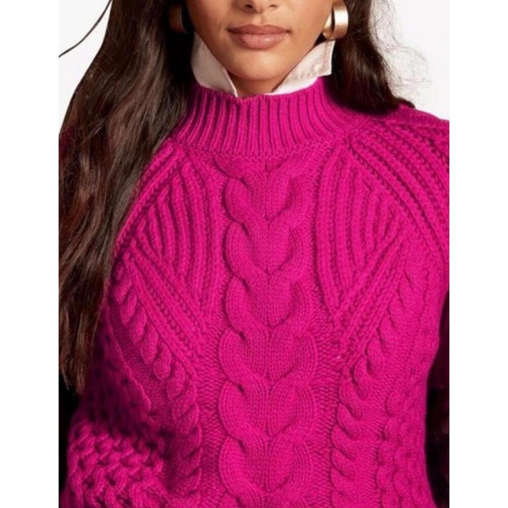 Banana Republic 100% Cashmere cable knit pink mockneck sweater size S. GUC - Picture 7 of 7